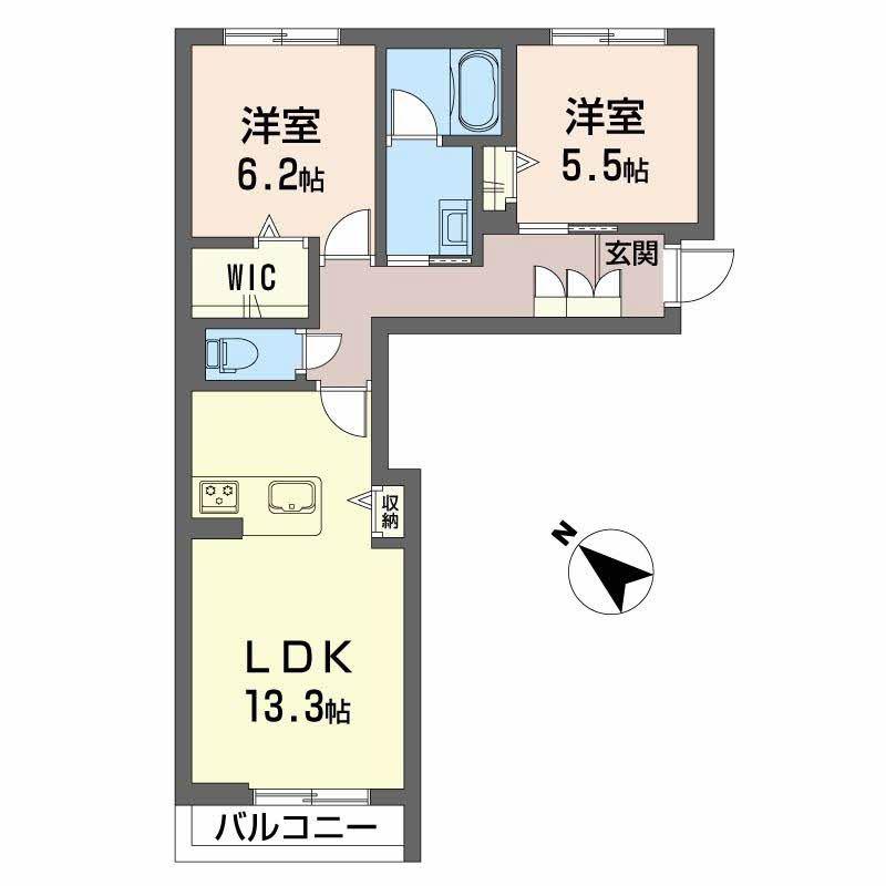 プエンテ サツキ(2LDK/2階)の間取り写真