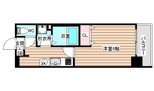LINK GALAXY(1K/4階)の間取り写真