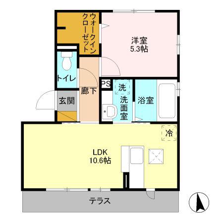 カインドネスハート(1LDK/1階)の間取り写真
