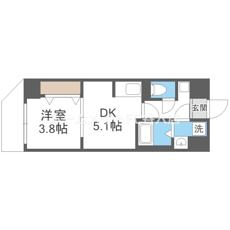 ARCA九条(1DK/3階)の間取り写真