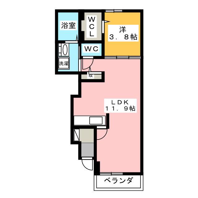 フュテル ヴァンクールB(1LDK/1階)の間取り写真
