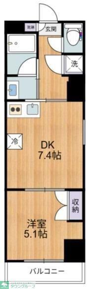 EVERGREEN(1DK/6階)の間取り写真