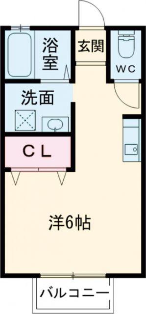 メゾンボザールIIB棟(ワンルーム/2階)の間取り写真