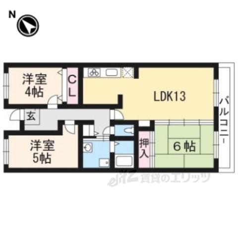 グランシャリオ草津(3LDK/3階)の間取り写真