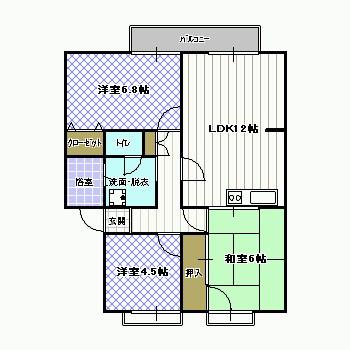 サンビレッジ岩井G(3LDK/1階)の間取り写真