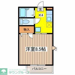 グリーンヴィラ弐番館(1K/1階)の間取り写真