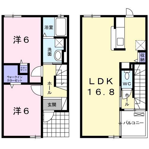 サンフローラ(2LDK/1階)の間取り写真