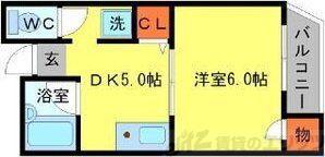 エルドラード箕面II(1K/3階)の間取り写真
