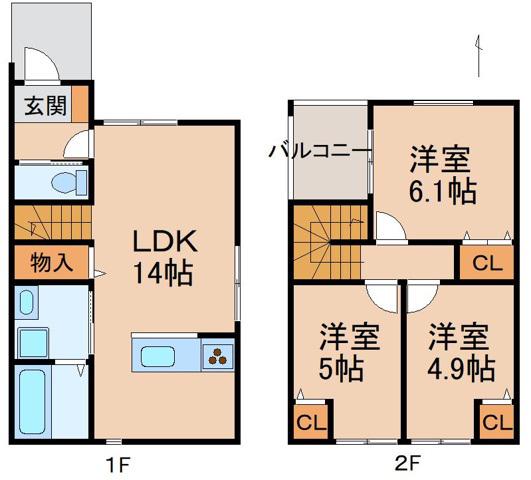 ヤマイチテラス西浜(3LDK/1階)の間取り写真