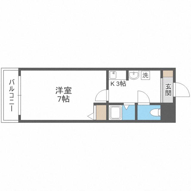 西鉄太宰府線 西鉄五条駅 徒歩13分 9階建 築34年(1K/9階)の間取り写真