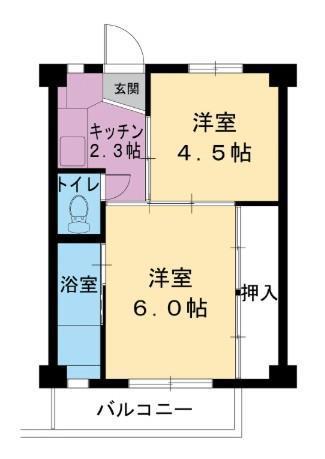 ビレッジハウス仁井田4号棟(2K/2階)の間取り写真
