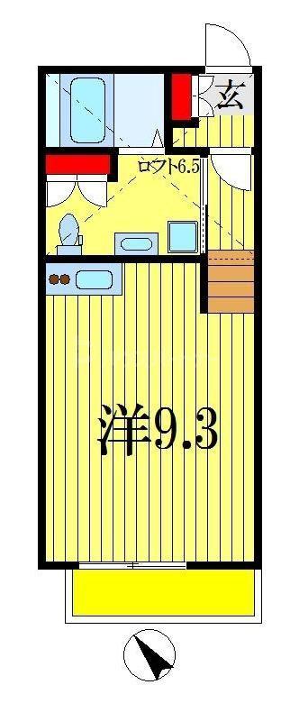 コンフォルト中山(ワンルーム/2階)の間取り写真