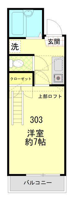 プランドール汐入(1K/3階)の間取り写真