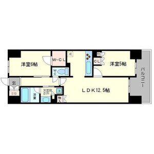 ザ・大阪レジデンス備後町(2LDK/6階)の間取り写真