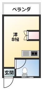 さんめい荘(ワンルーム/3階)の間取り写真