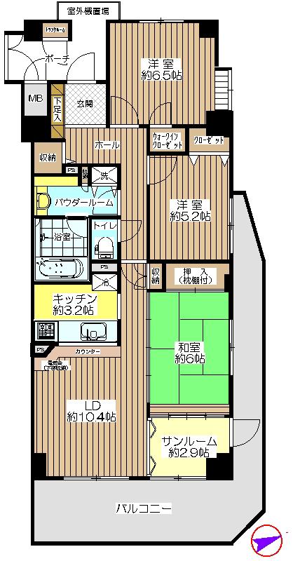 シエルグランデふなばし海神(3LDK/5階)の間取り写真