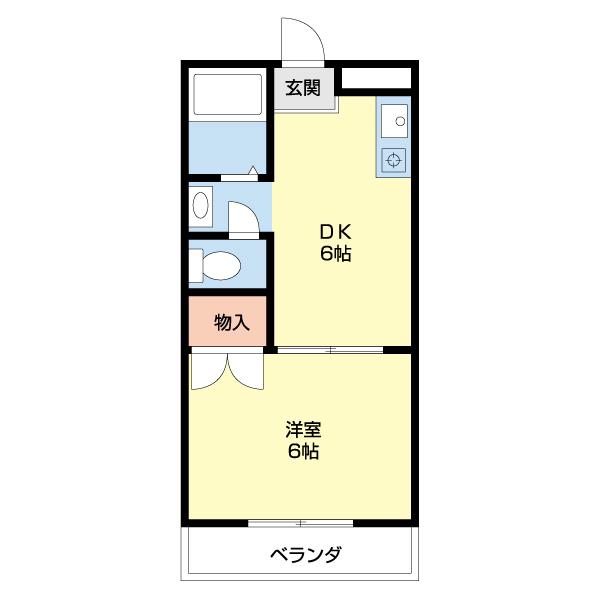 レオヤカタ(1DK/3階)の間取り写真