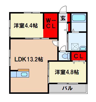 筑前町AP(2LDK/3階)の間取り写真