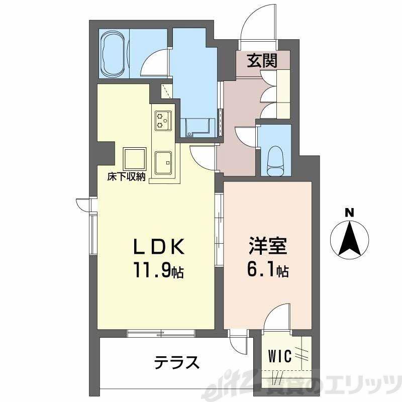 レジデンス茨木春日(1LDK/1階)の間取り写真