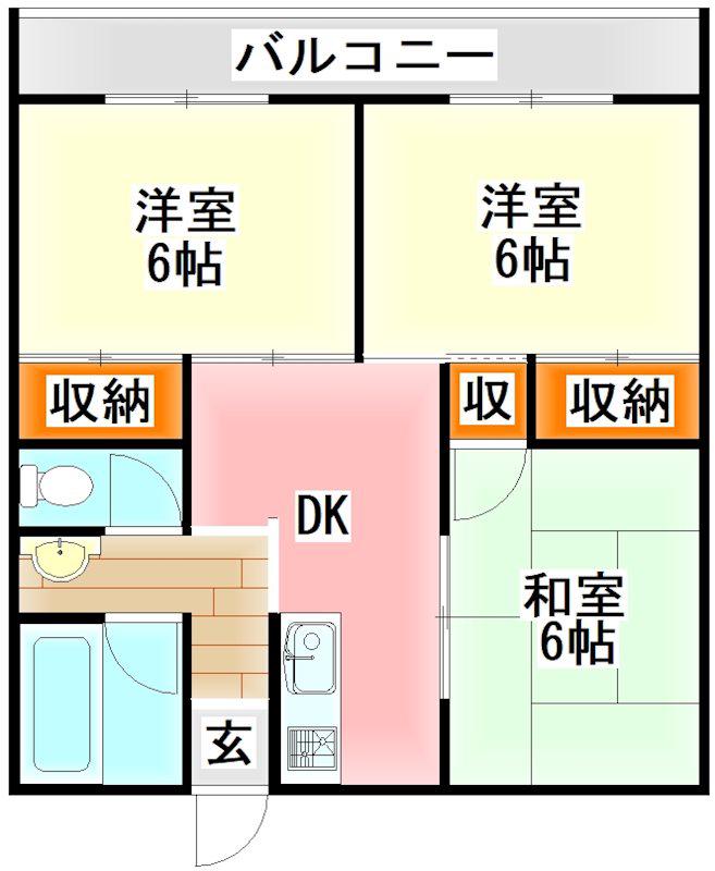 丸野ビル(3DK/4階)の間取り写真