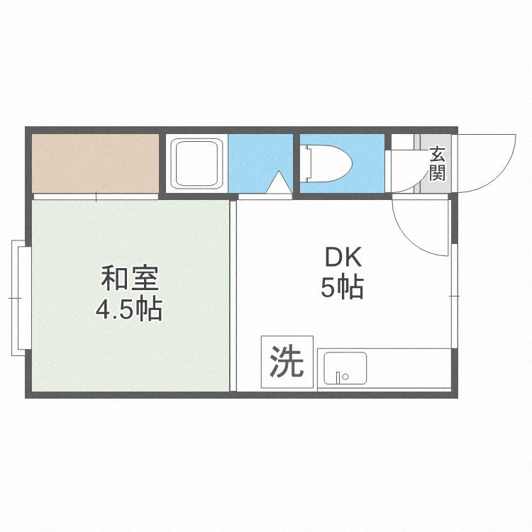 パーク北16条(1DK/2階)の間取り写真