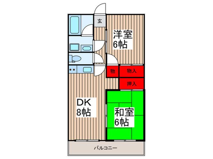 コーポプリムラ(2DK/2階)の間取り写真