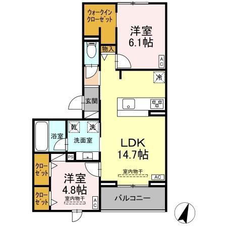 ル・グランさくら(2LDK/3階)の間取り写真