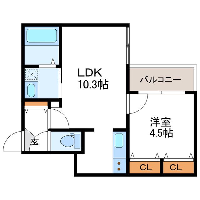 ALTA MAREA北大前 アルタマレーア北大前(1LDK/4階)の間取り写真