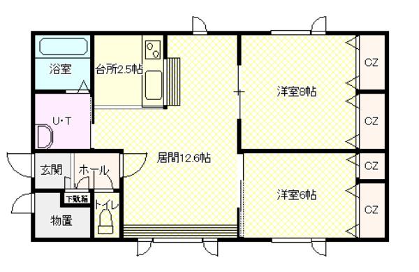 ハスコート深川(2LDK/2階)の間取り写真