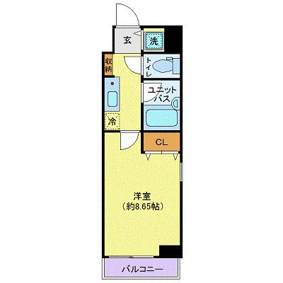 シティガーデン門前仲町(1K/4階)の間取り写真