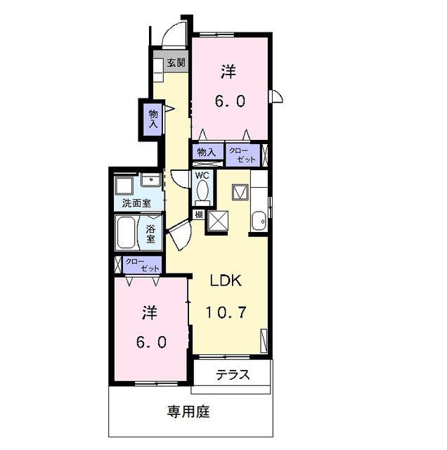 イストワールII(2LDK/1階)の間取り写真