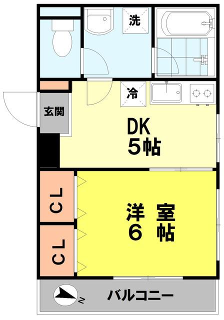 エステート南町(1DK/3階)の間取り写真