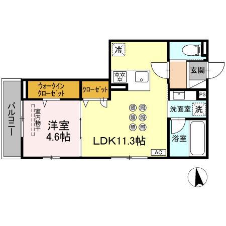 D-ROOM VILLA(1LDK/2階)の間取り写真