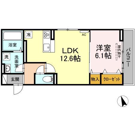 オルテンシア(1LDK/2階)の間取り写真