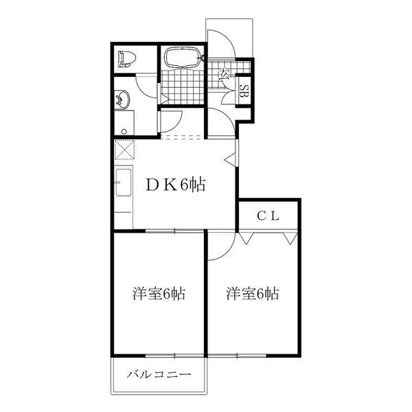 クレスト(2DK/1階)の間取り写真