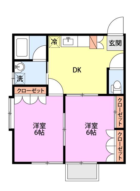 アムールNII(2DK/2階)の間取り写真