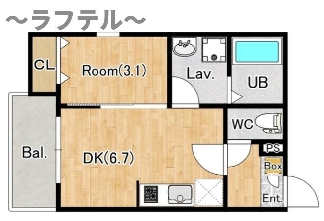 ジーメゾン狭山祇園(1DK/3階)の間取り写真