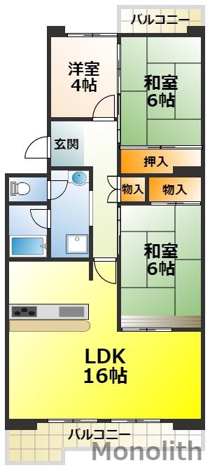 泉北城山台2丁5号棟(3LDK/1階)の間取り写真