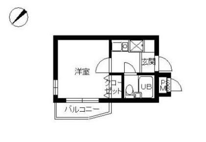 スカイコート宮崎台第4(1K/2階)の間取り写真
