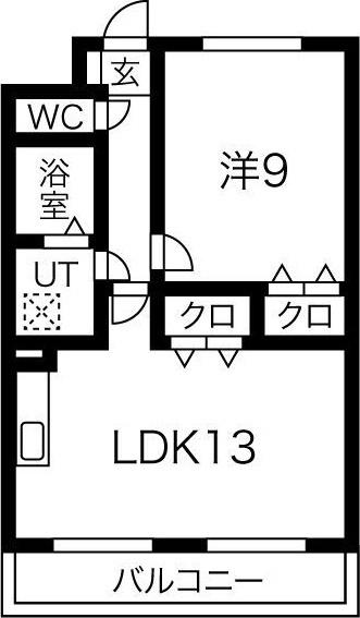 プリミエール八幡(1LDK/3階)の間取り写真