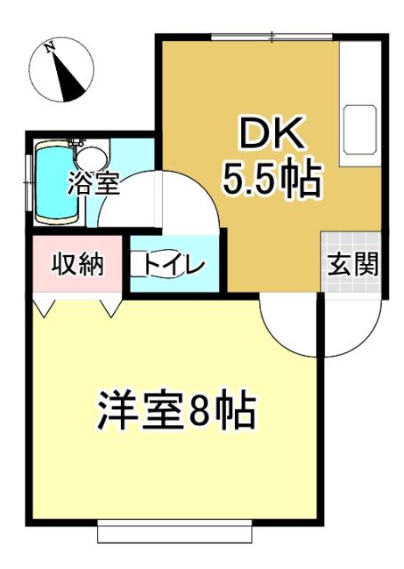 サンパレス南通(1DK/1階)の間取り写真
