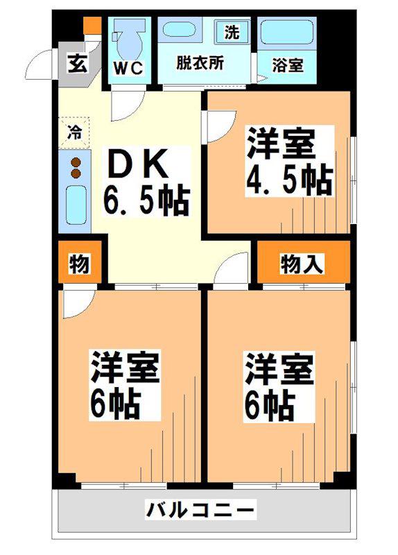 パークハウス宮西(3DK/2階)の間取り写真