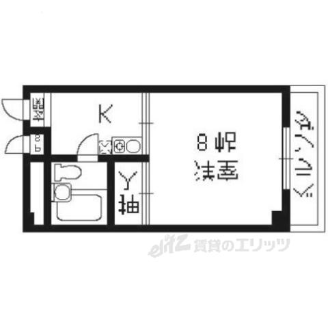 パレス桃山(1K/4階)の間取り写真