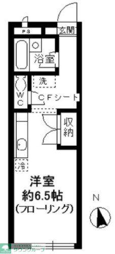 カーサヴェルデ(ワンルーム/1階)の間取り写真