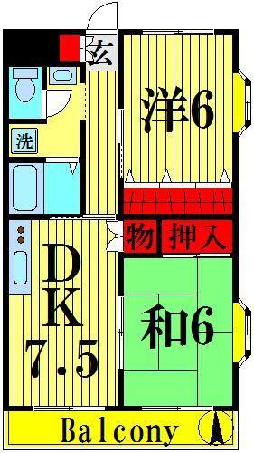 谷塚パークヒルズ(2DK/3階)の間取り写真