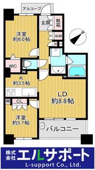 サーパス西新二丁目(2LDK/7階)の間取り写真