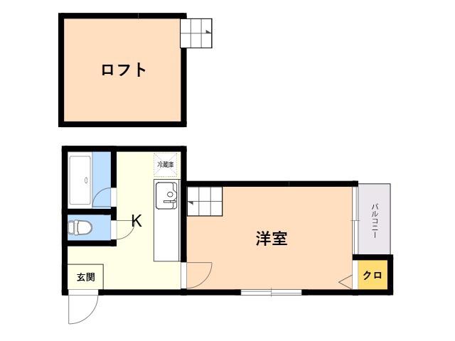 ラフィーネ耀41(1K/2階)の間取り写真