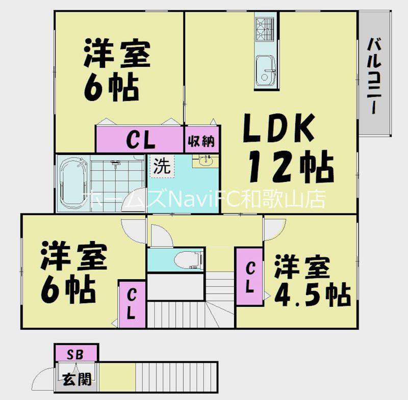 ＪＲ和歌山線 岩出駅 徒歩55分 2階建 築20年(3LDK/2階)の間取り写真