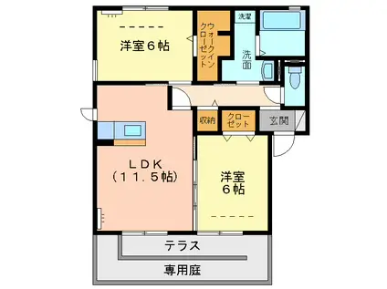 エスペランサBC(2LDK/1階)の間取り写真
