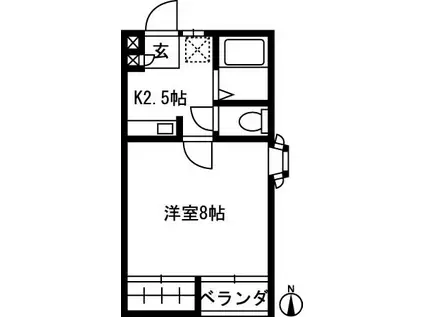 III大嶋レジデンスD(1K/1階)の間取り写真
